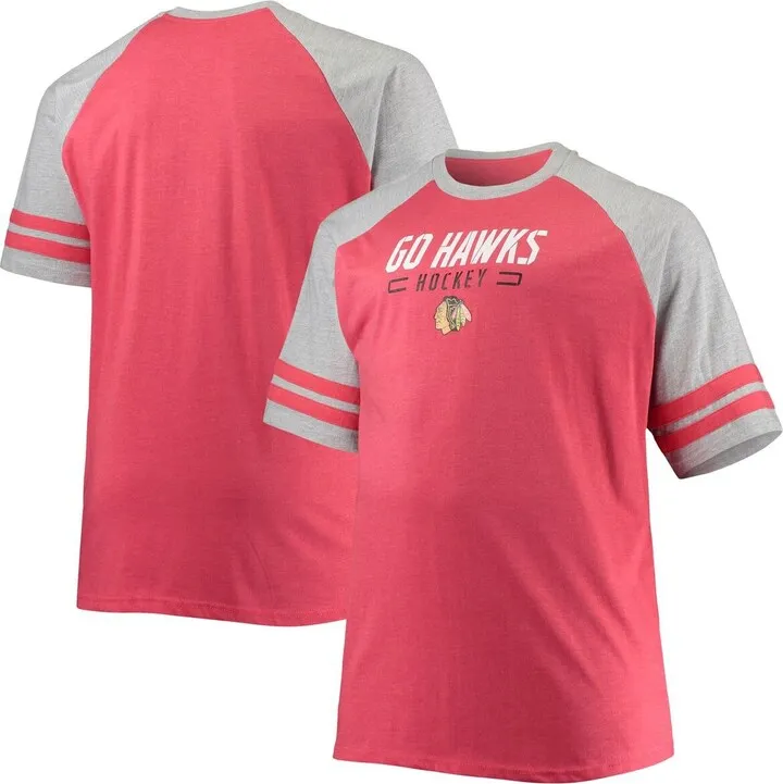 Men's Heathered Red Chicago Blackhawks Big and Tall Raglan T-shirt
