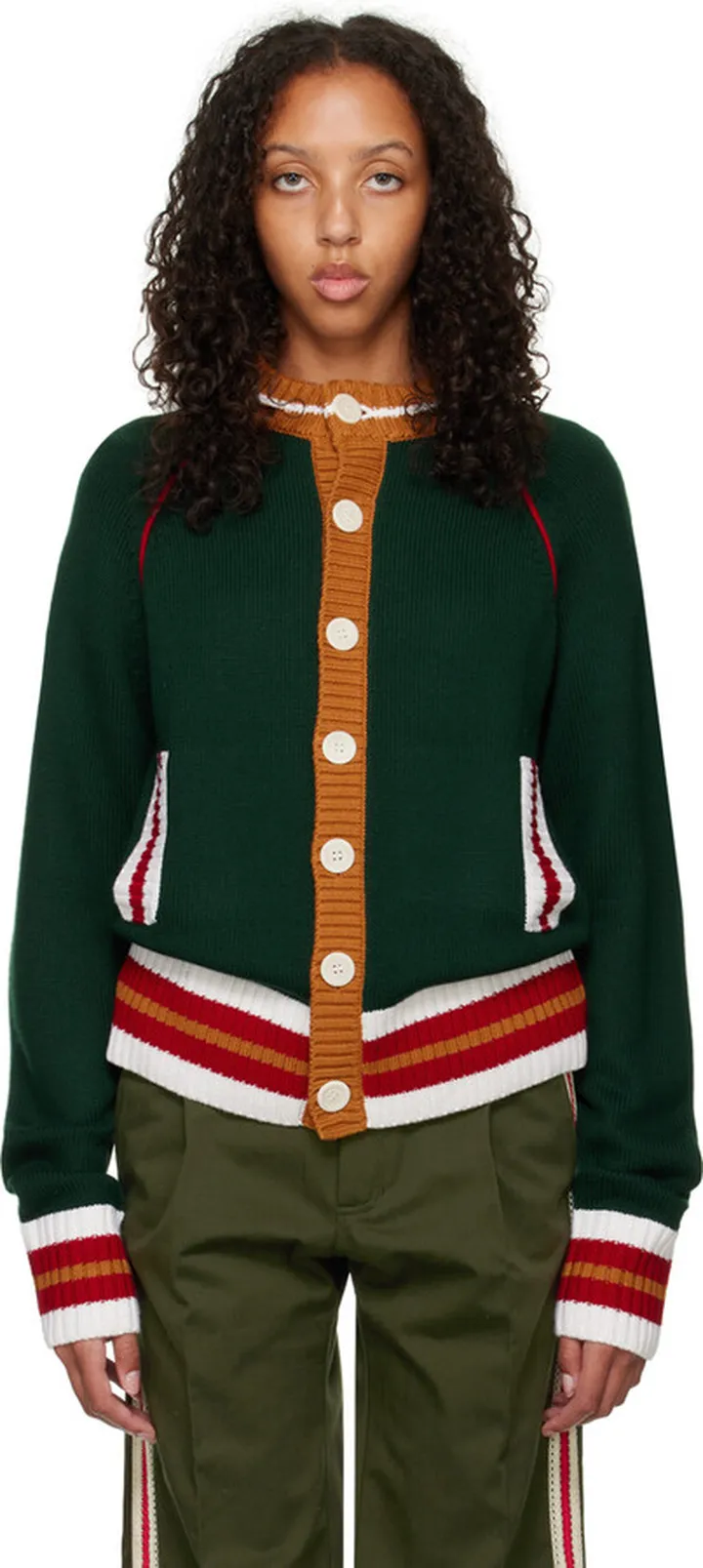 Wales Bonner SSENSE Exclusive Green Artist Cardigan