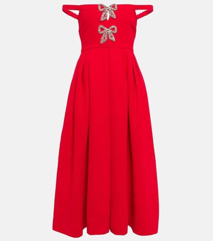 Embellished off-shoulder midi dress