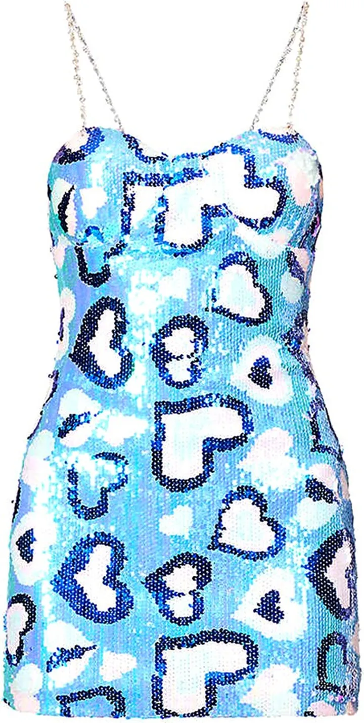 AMY LYNN - Hart Blue Print Sequin Dress