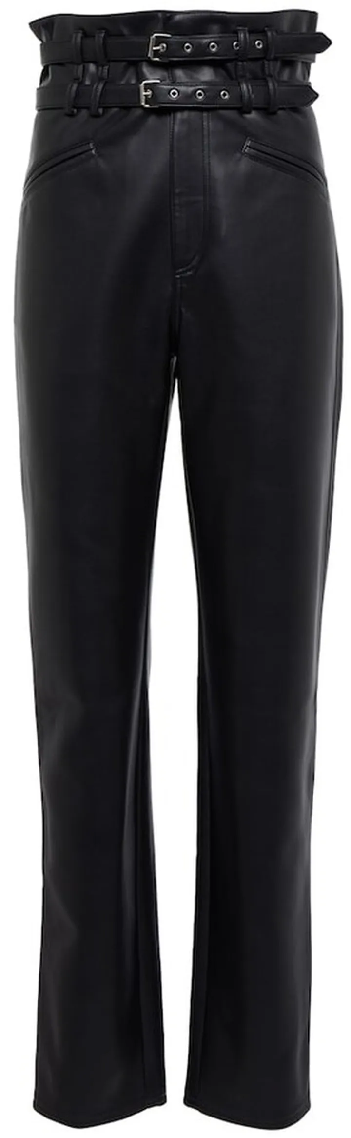 Faux-leather high-rise straight pants
