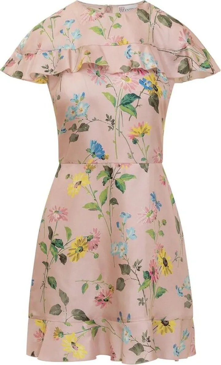 REDValentino Allover Floral Printed Ruffled Mini Dress