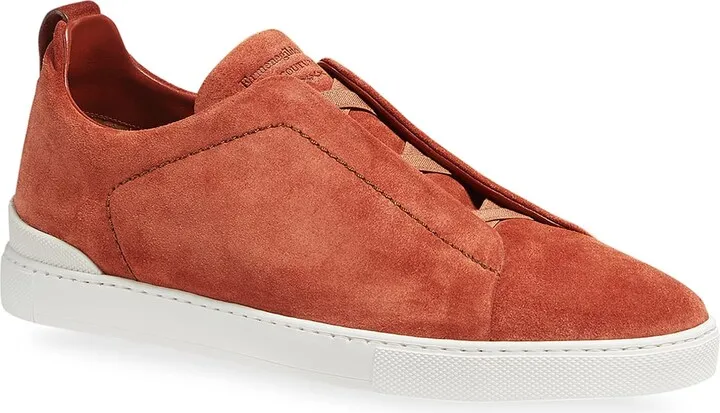 Men's Triple-Stitch Suede Slip-On Low-Top Sneakers