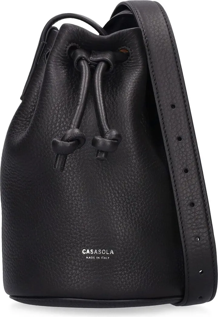 Small leather bucket bag