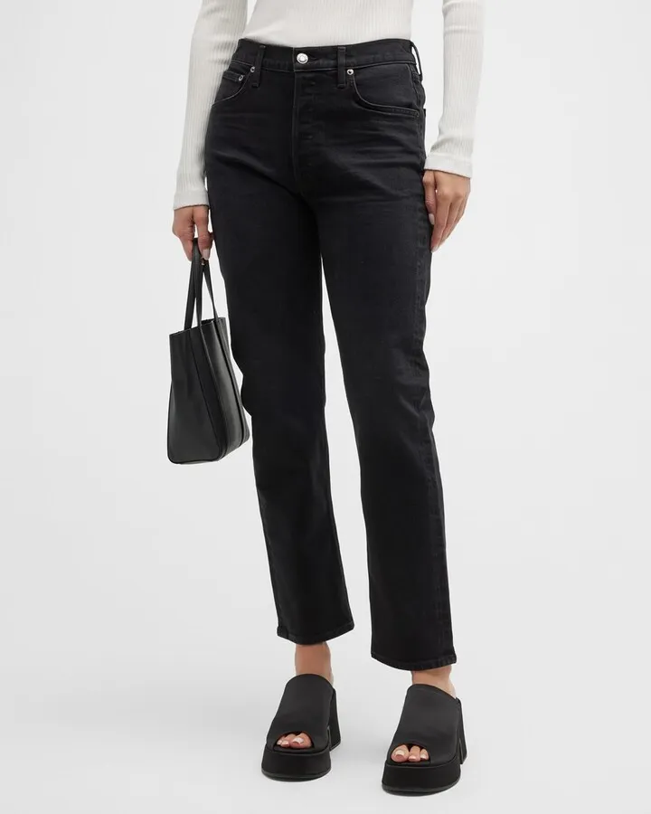 Riley Long High-Rise Slim Straight Jeans