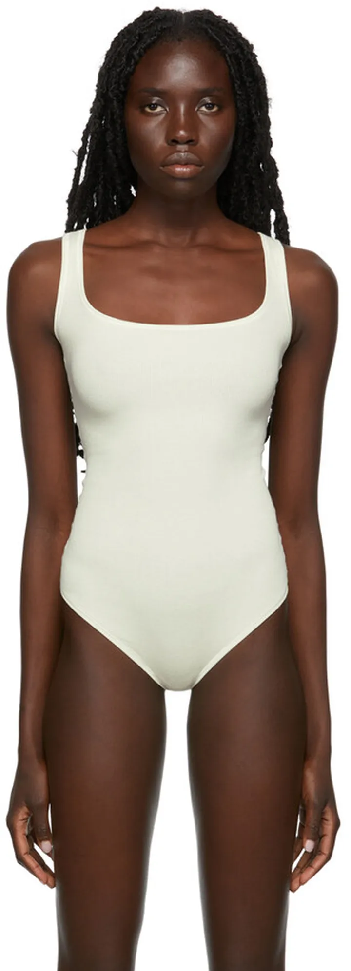 SKIMS White Cotton Rib Bodysuit