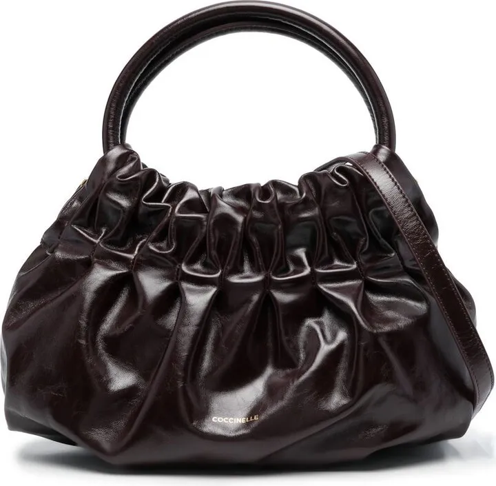 Gathered-Detail Leather Bag