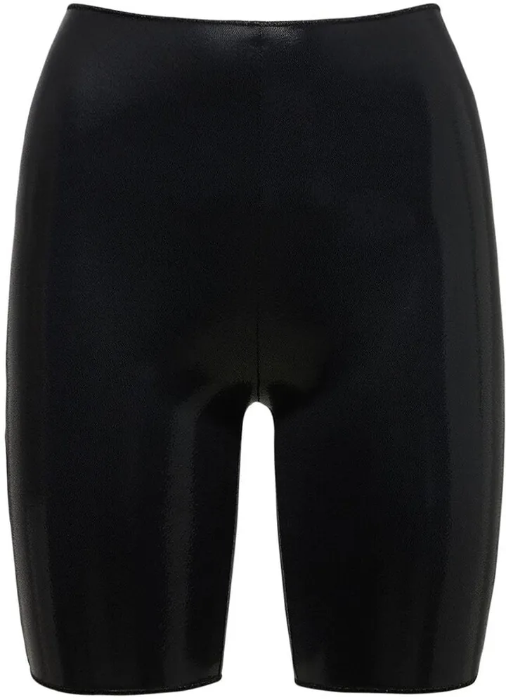 Laminated sporty jersey bike shorts