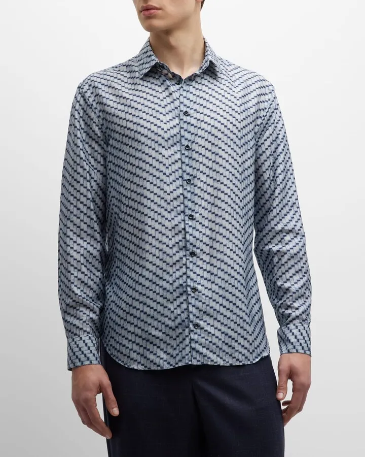 Men's Silk Printed Sport Shirt