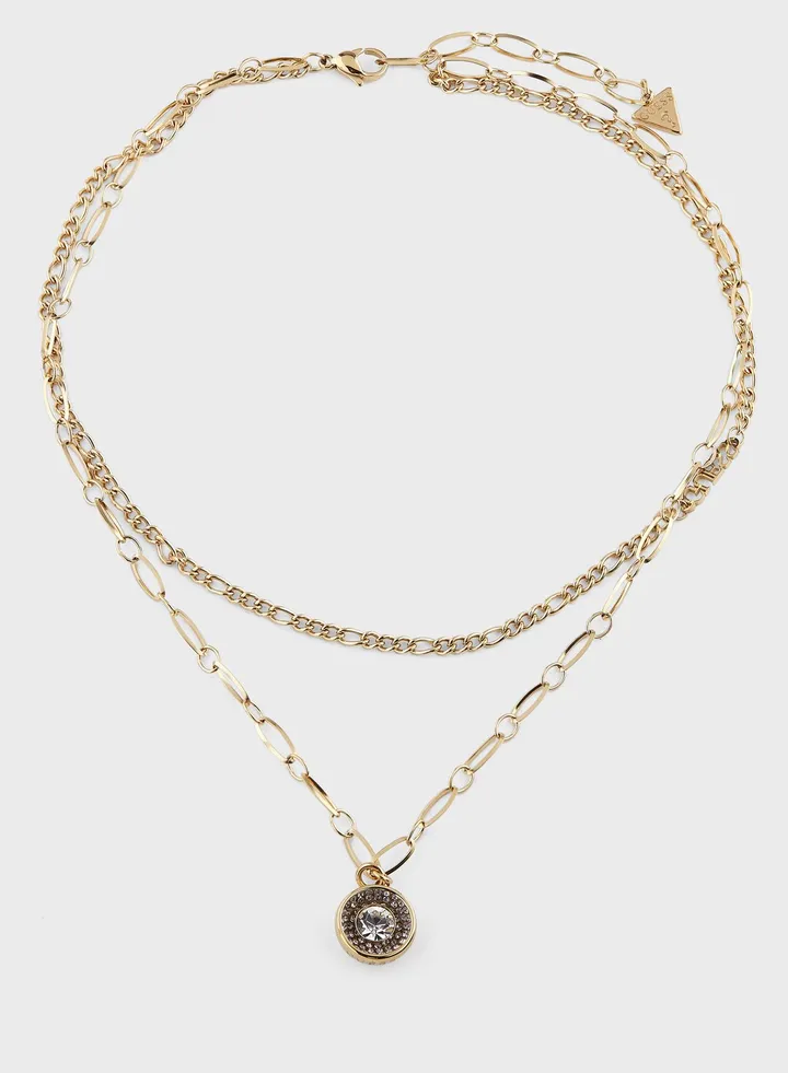Double Chain Solitaire Necklace