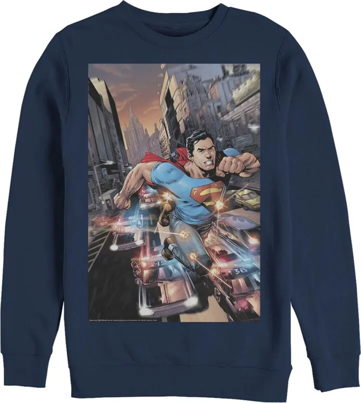 Men's Superman Hidden Hero Glimmer Sweatshirt - Navy Blue - Small