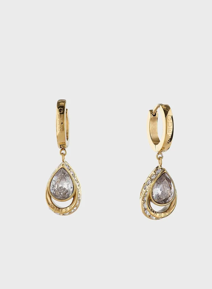 Crystal Drop Huggies Earrings