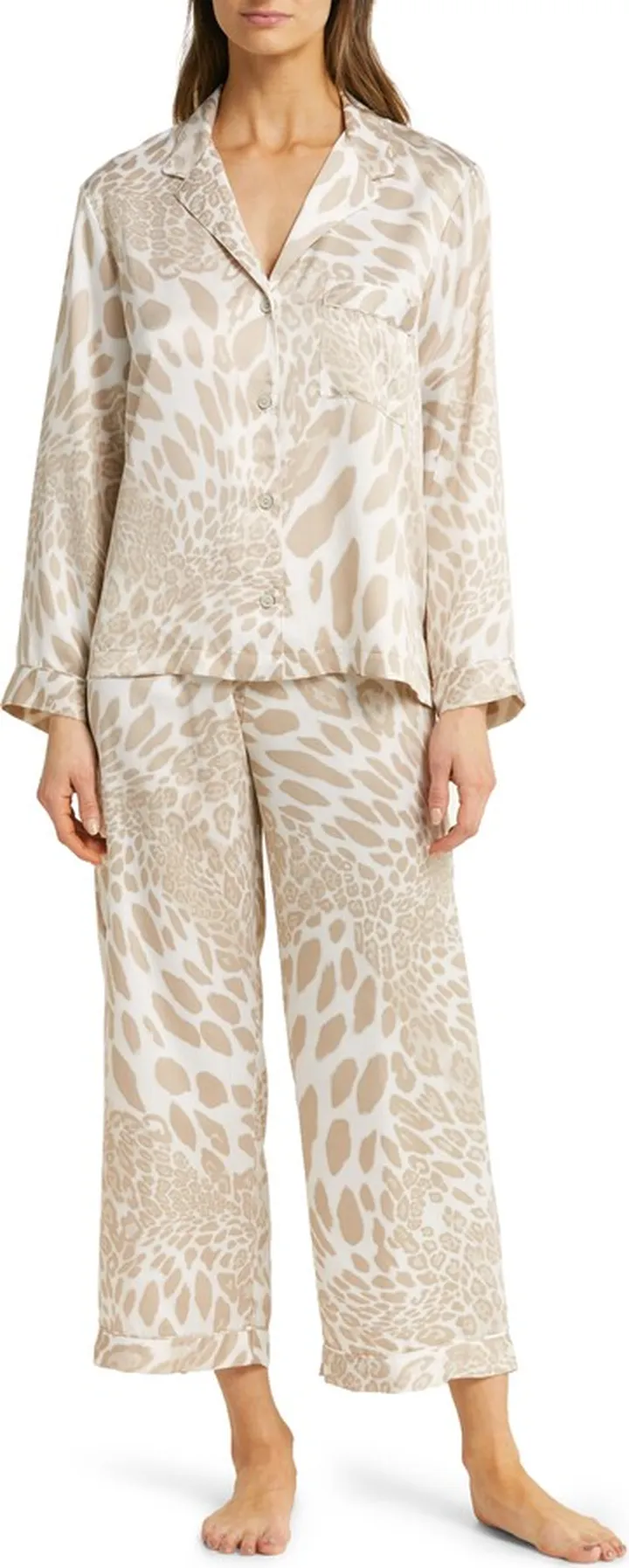 Leopard Print Satin Pajamas