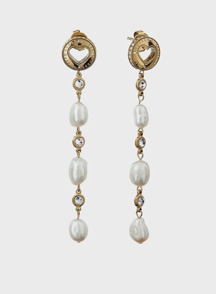 Pearl Heart Pendant Earrings