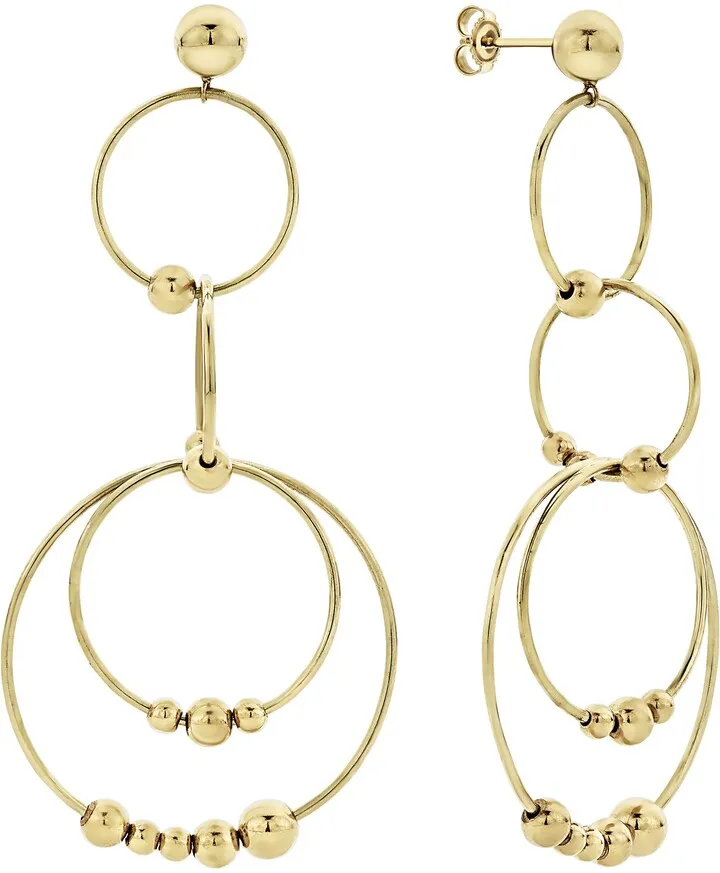Caviar Gold Long Drop Earrings
