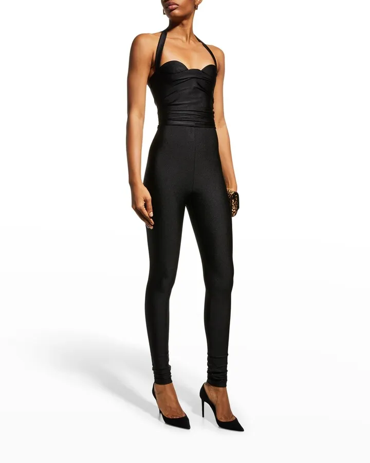 Draped Bustier Halter Jumpsuit