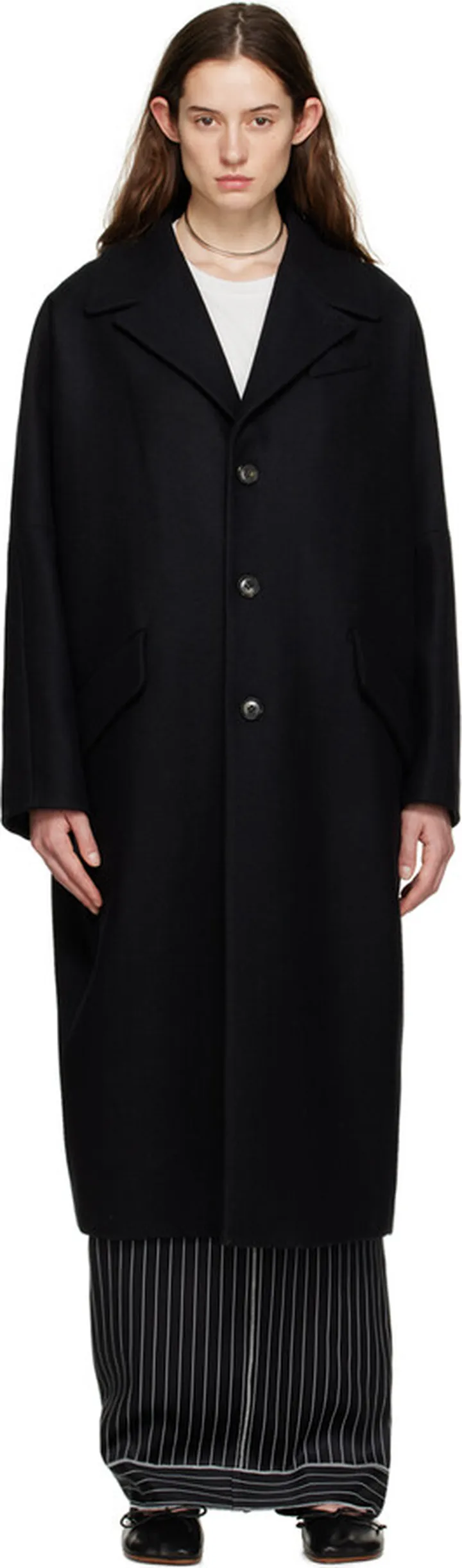 MM6 Maison Margiela Black Single-Breasted Coat