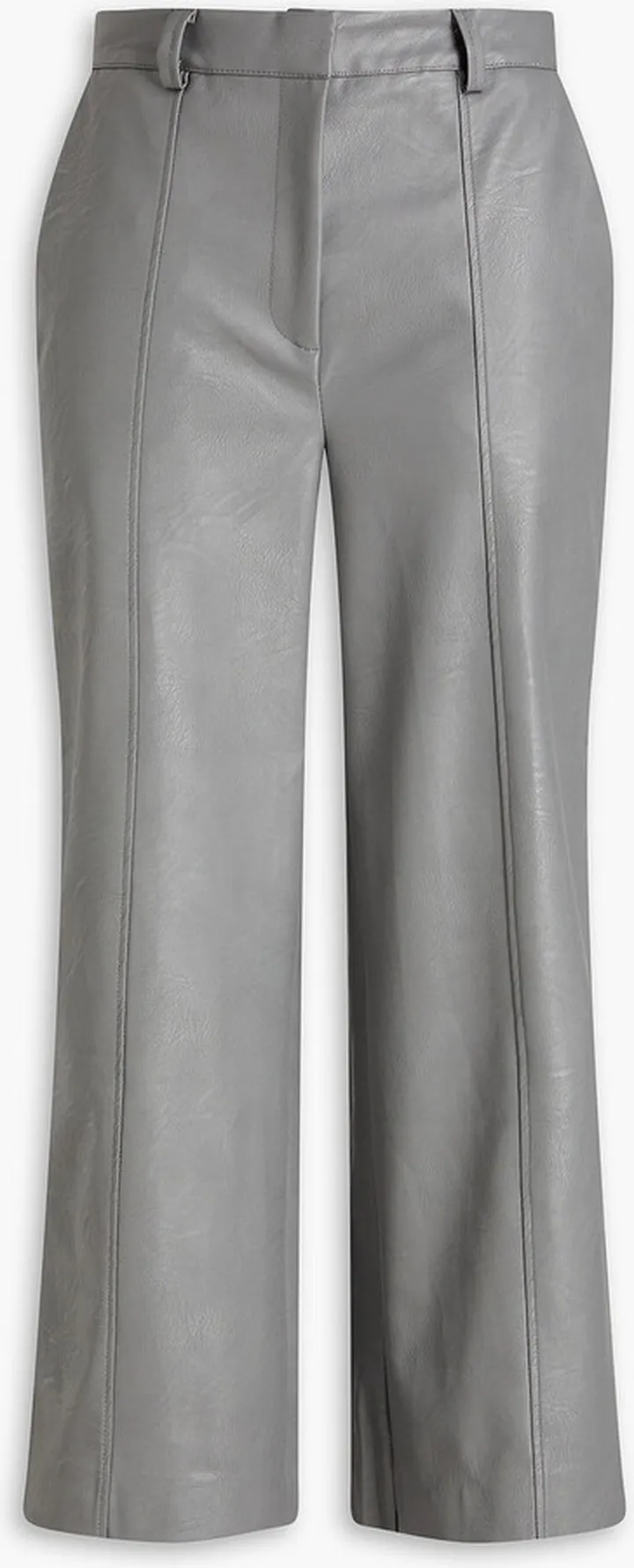 Cropped faux leather wide-leg pants