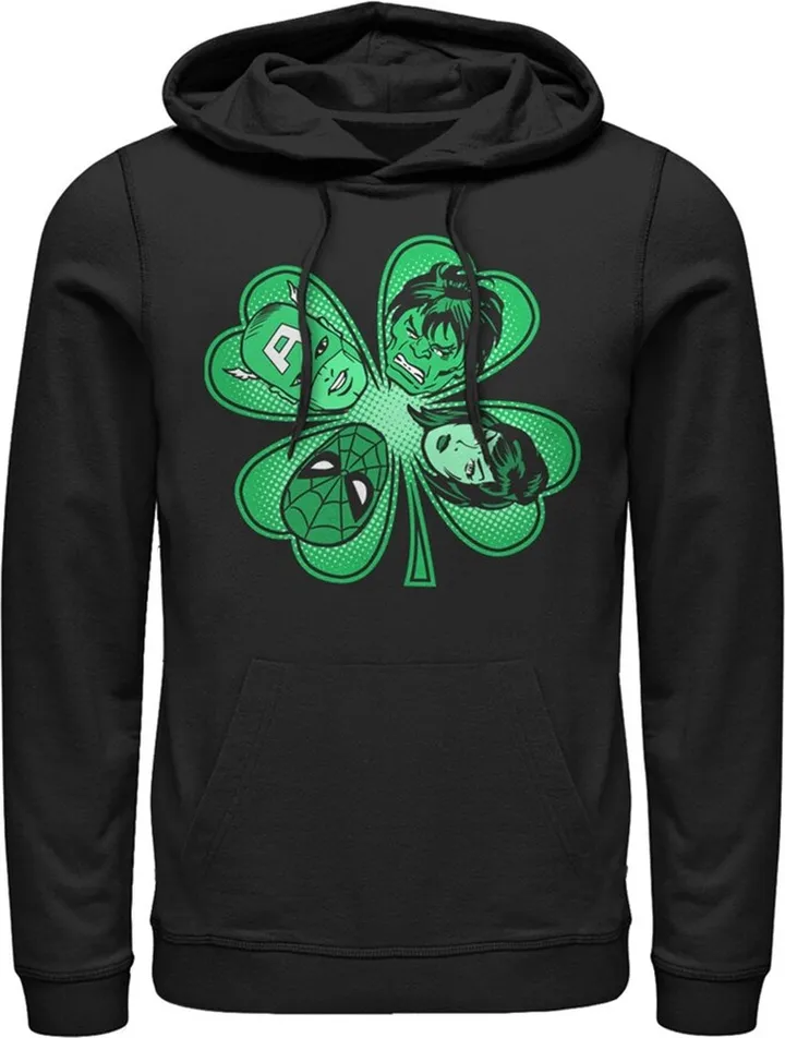 Men's Marvel St. Patrick's Day Hero Four-Leaf Clover Pull Over Hoodie - Black - Small