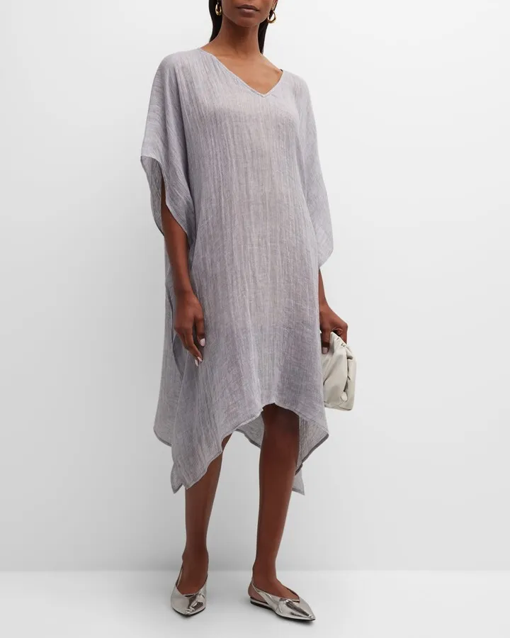 Handkerchief Kimono-Sleeve Linen Caftan