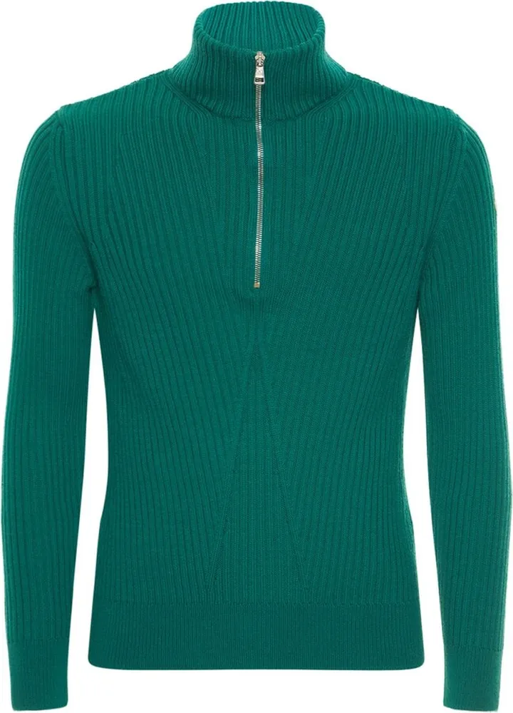 Long sleeve half-zip wool knit polo
