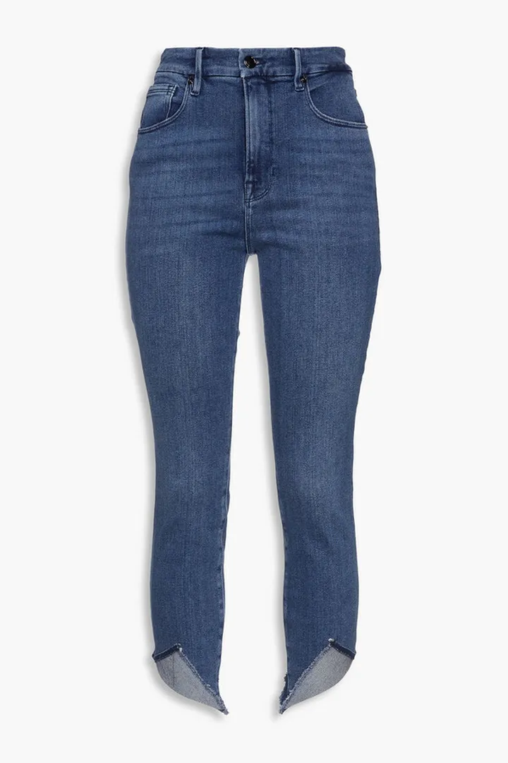 Good Waist cropped faded high-rise skinny jeans