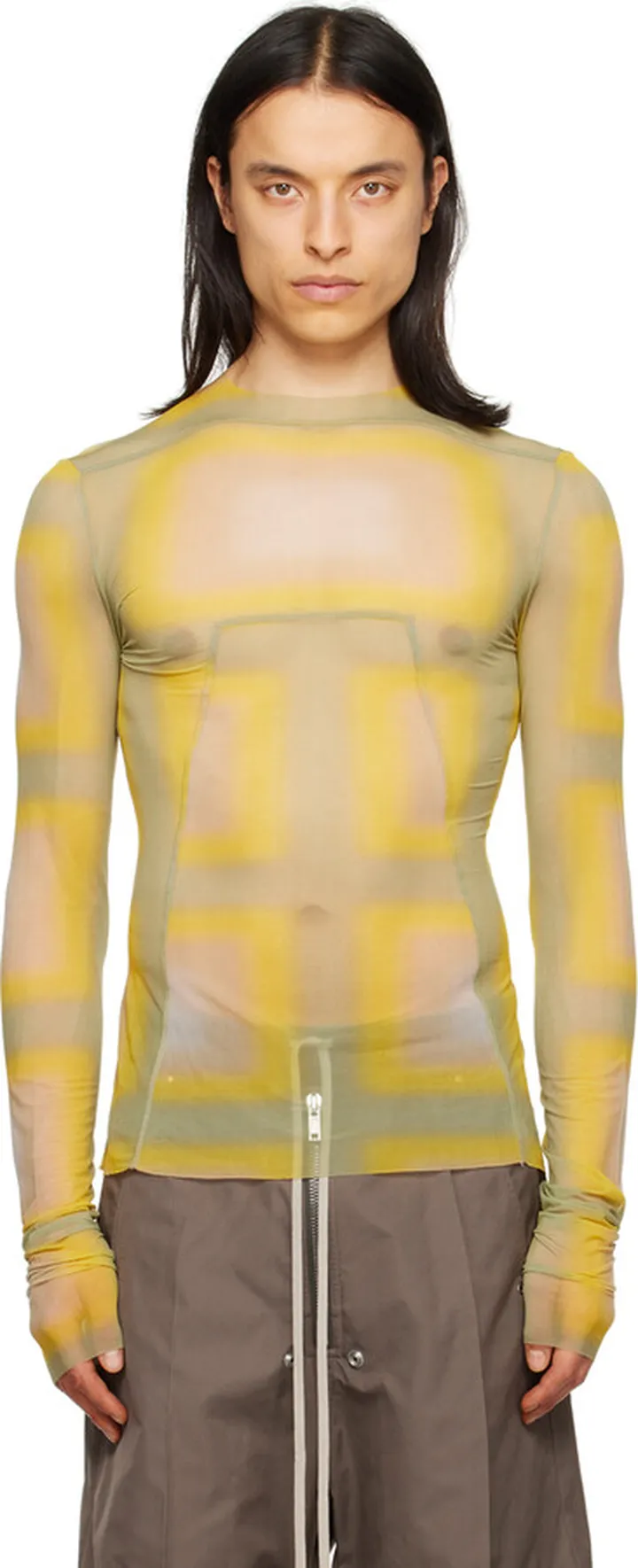 Rick Owens Yellow & Green Lido Plaid T-Shirt