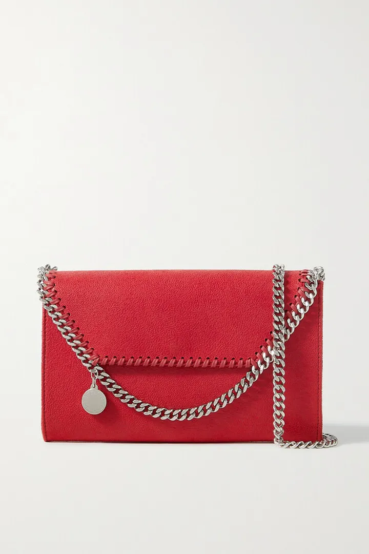Stella McCartney - Falabella Mini Vegetarian Brushed-leather Shoulder Bag - Red