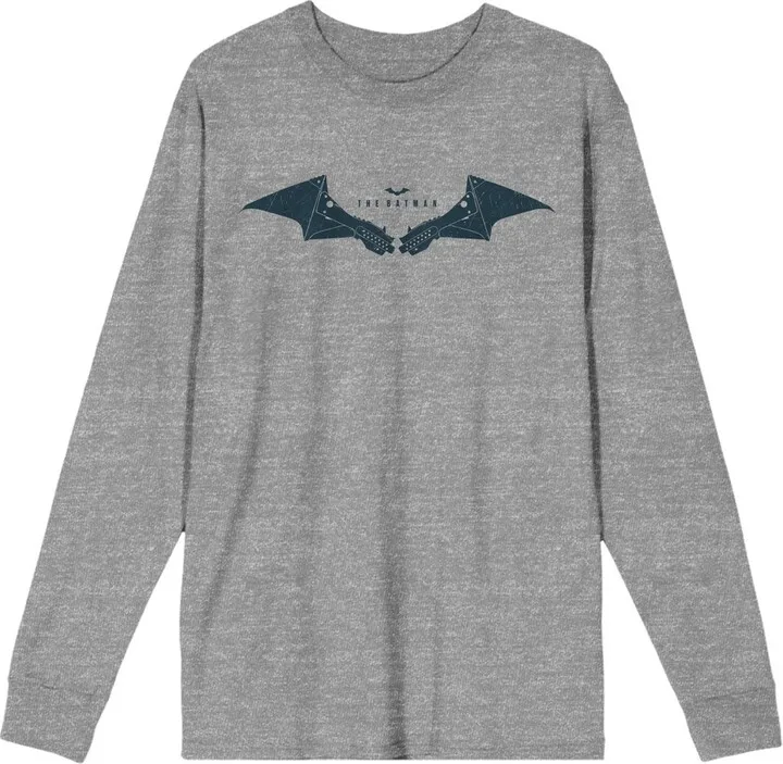 Batman Movie Logo Men’s Athletic Heather Long Sleeve Tee-M