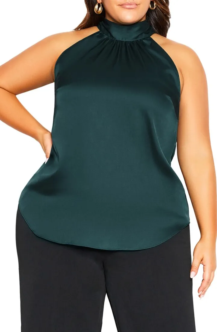Sexy Shine Halter Neck Satin Top