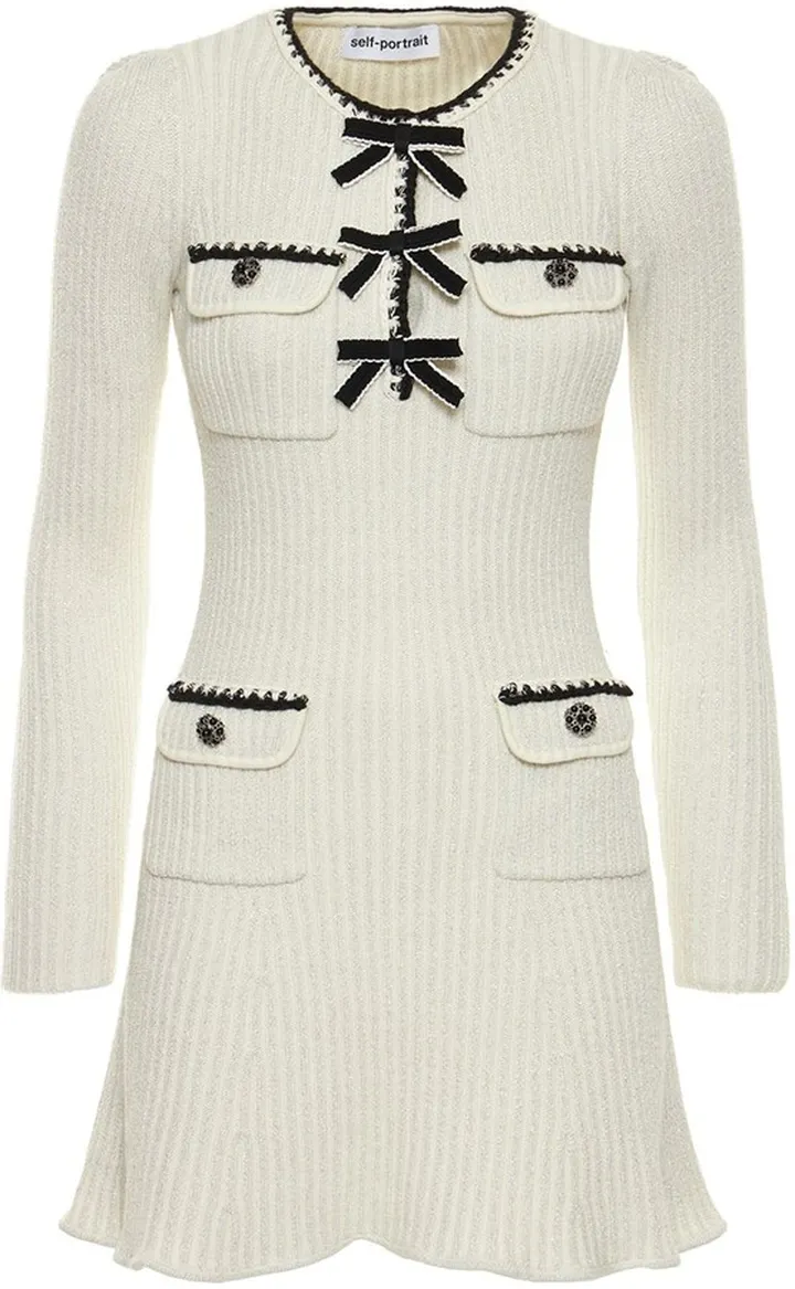 Melange knit cotton blend mini dress