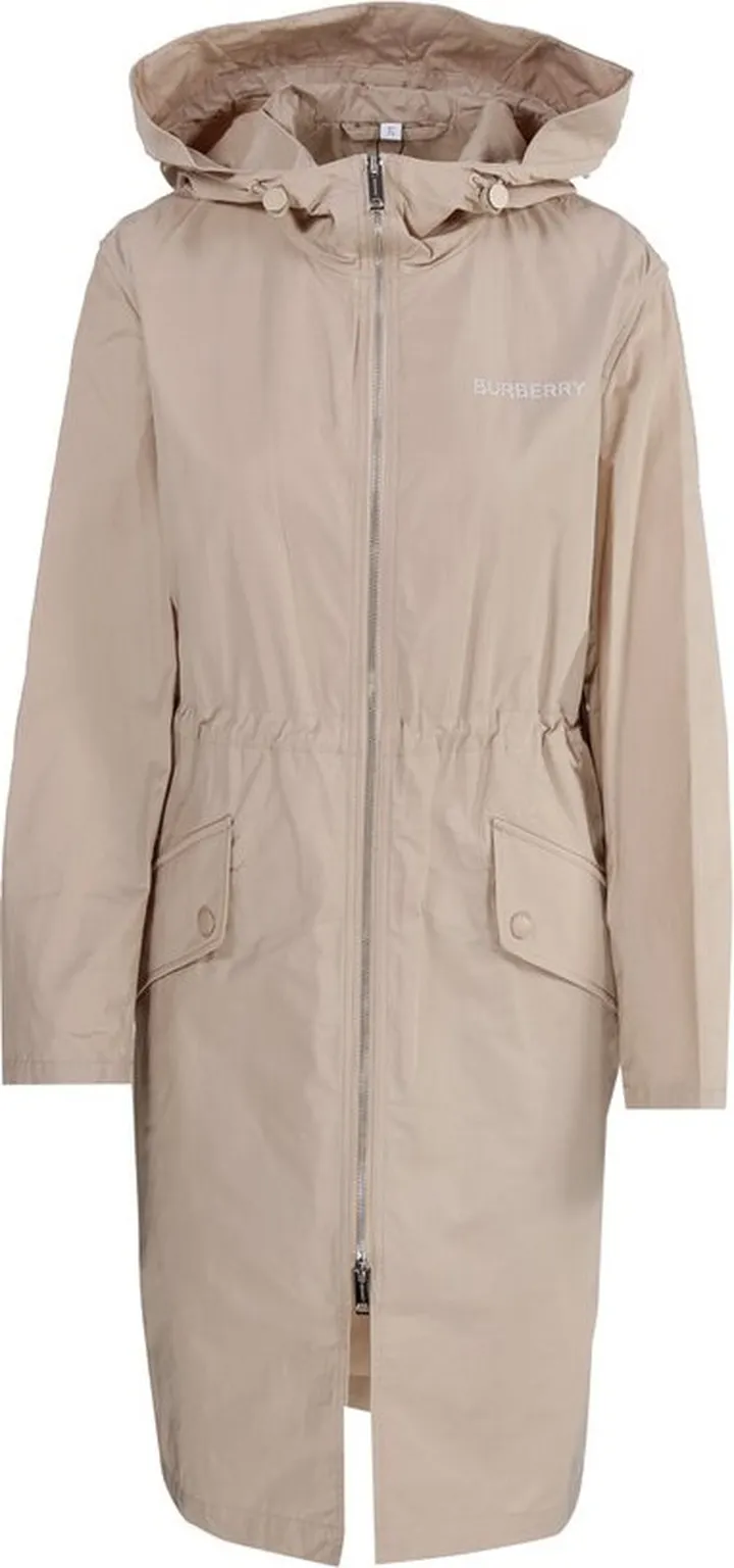 Burberry Drawstring-Waist Logo Print Parka