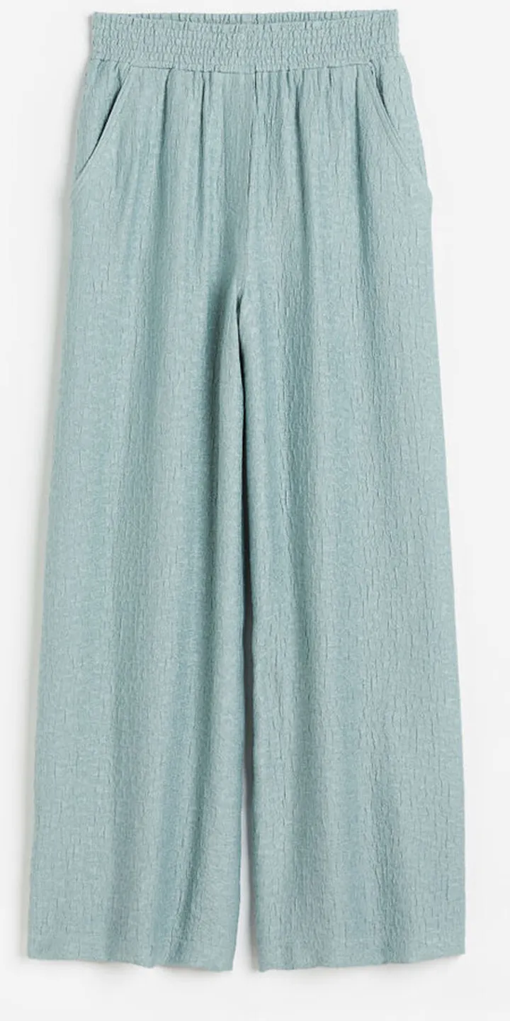 Wide-cut Jacquard-weave Pants
