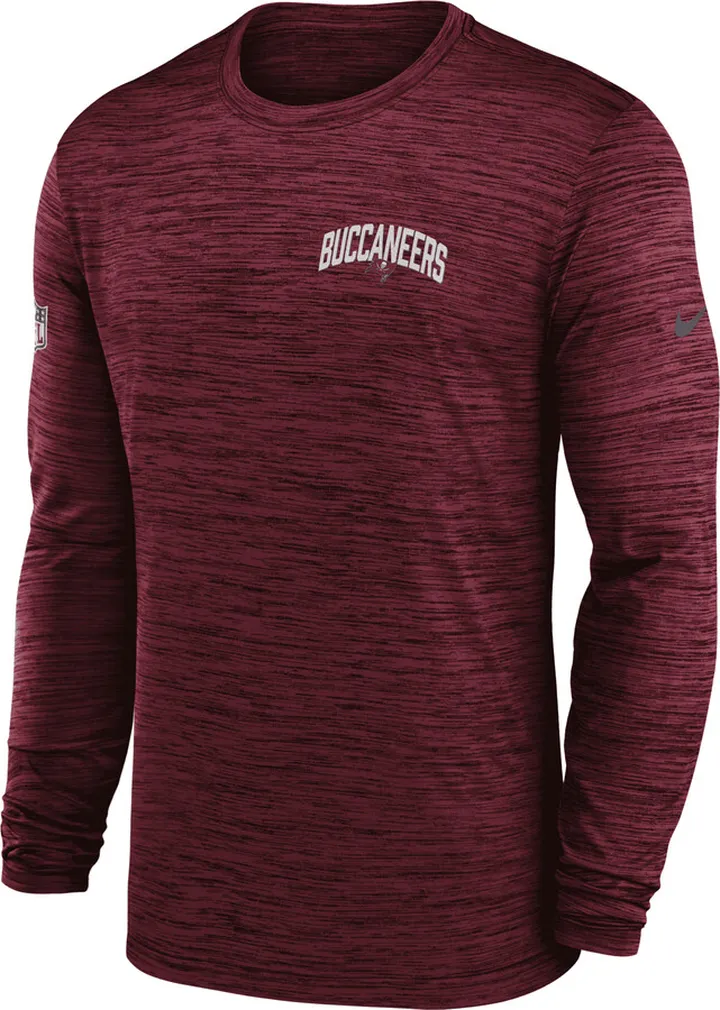 Nike Men's Dri-FIT Velocity Athletic Stack (NFL Tampa Bay Buccaneers) Long-Sleeve T-Shirt in Red