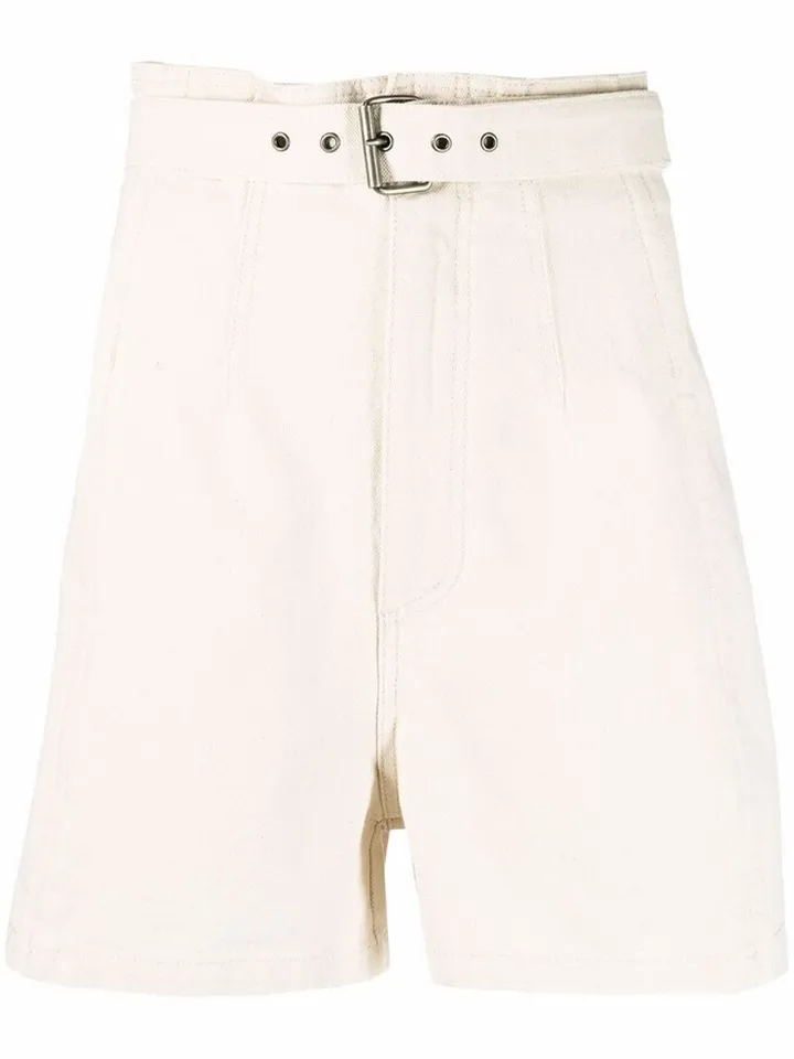 Belted Denim Shorts