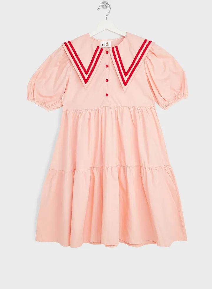 Girls Puff Sleeve Shirt Dress