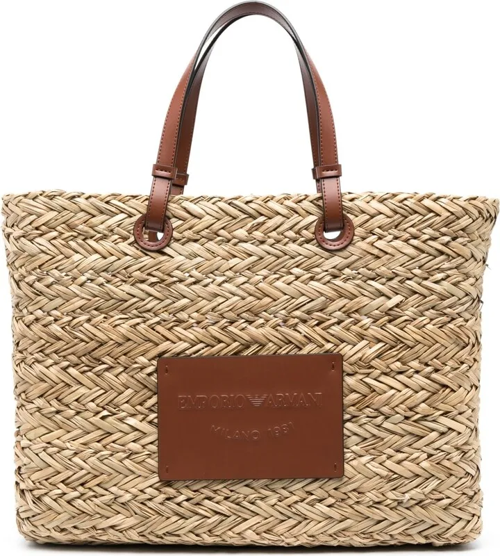 EMPORIO ARMANI- Straw Shopping Bag