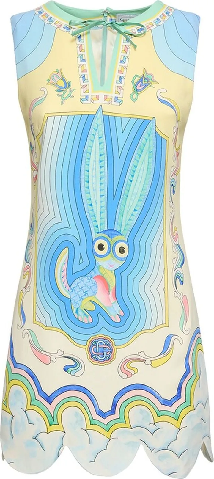 Cady printed scallop hem mini dress