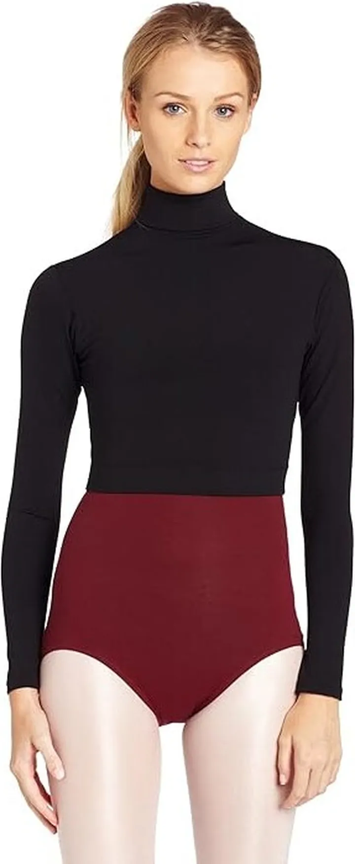 Capezio Women's Turtleneck Long Sleeve Top (Black) Women's Clothing