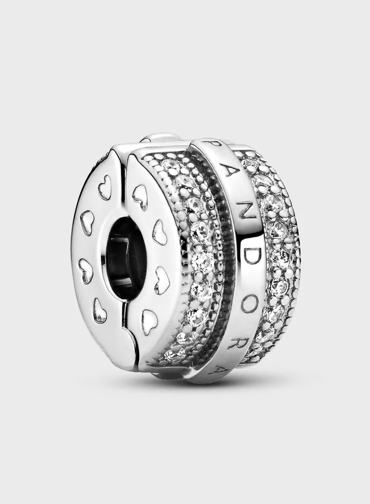 Sparkling Pavé Lines & Logo Clip Charm