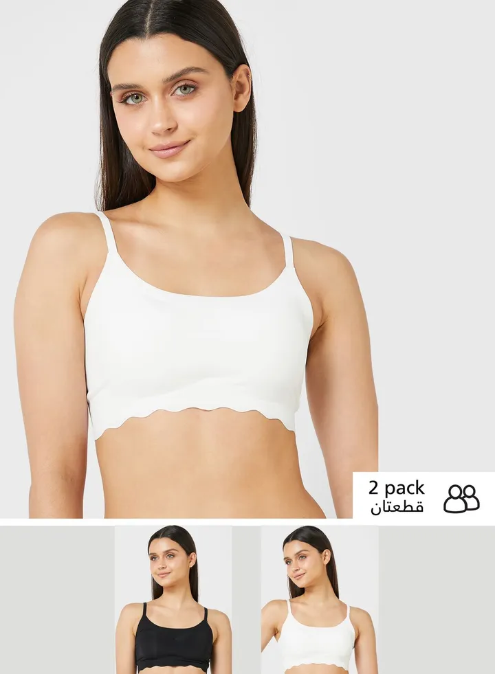 2 Pack Scallop Hem Sports Bra