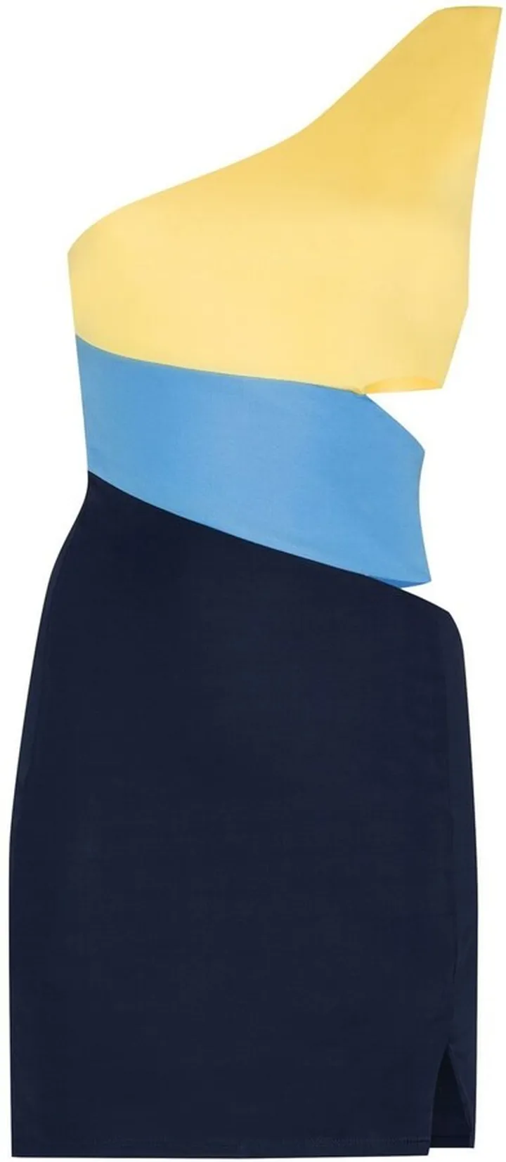 Colour-Block One-Shoulder Mini Dress