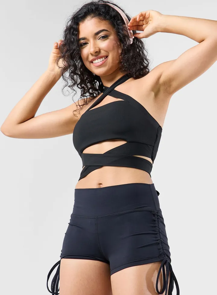Tie Up Detail Athletic Bra