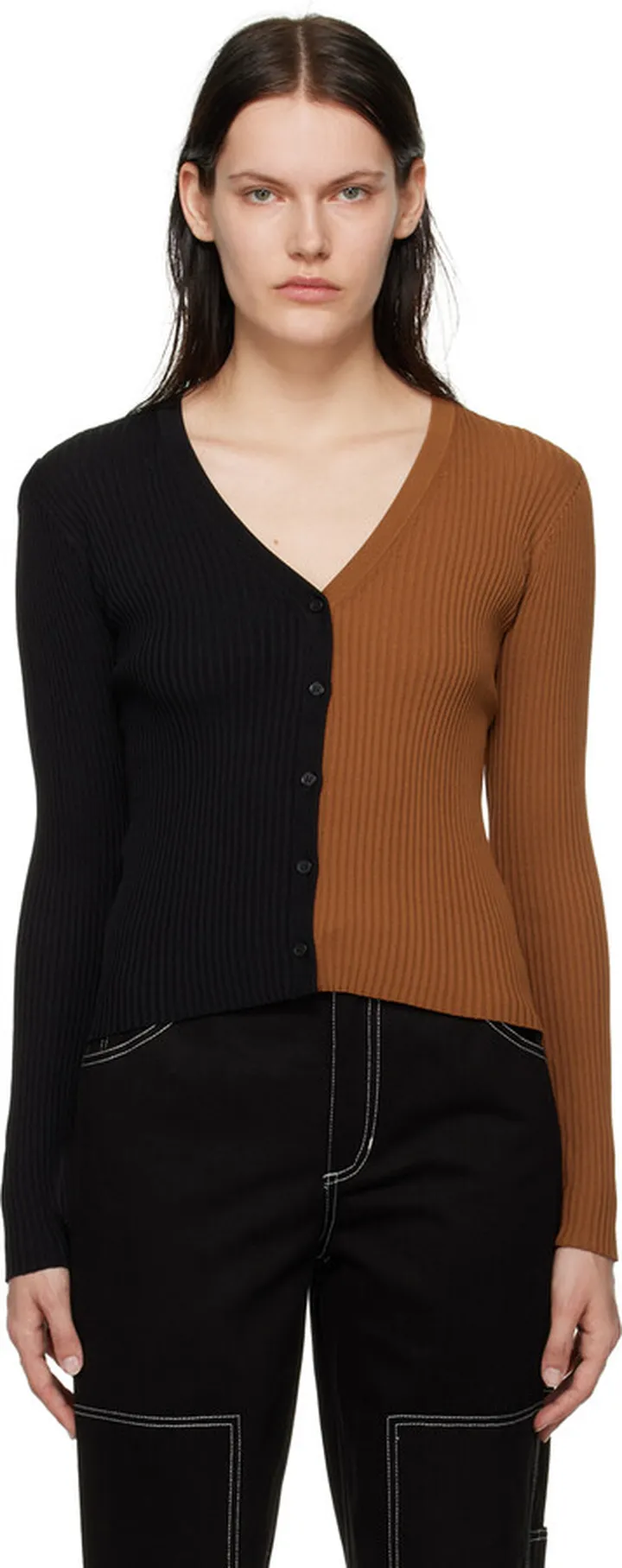 Staud Black & Brown Cargo Cardigan