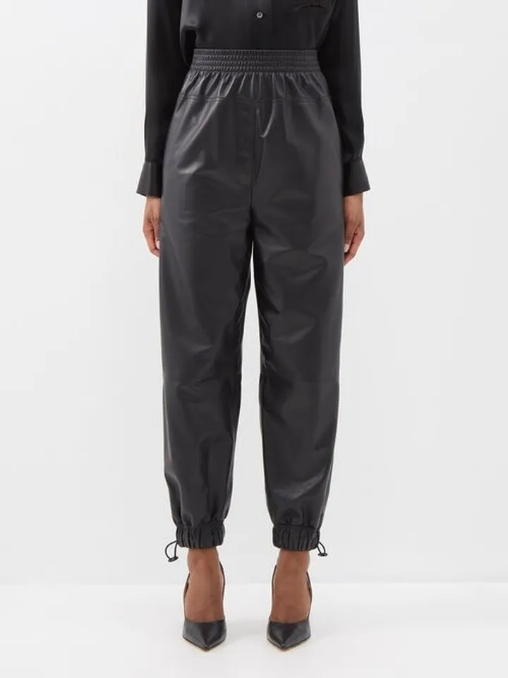 Tapered Leather Trousers