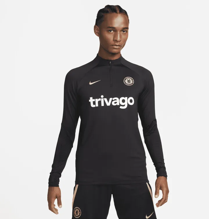 Chelsea FC Strike Nike Men's Dri-FIT Knit Soccer Drill Top in Black