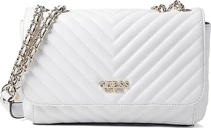 GUESS Keillah Convertible Crossbody Flap (White) Handbags