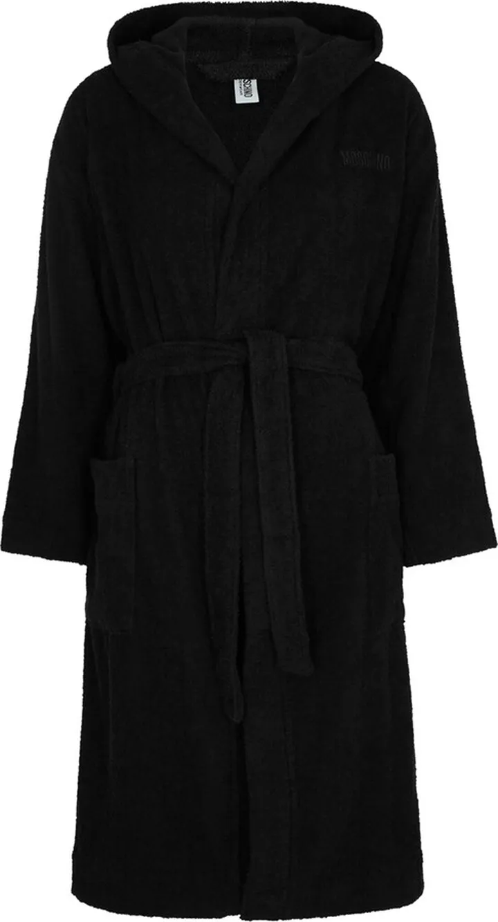 Moschino Underwear Black Logo-trimmed Terry-cotton Robe