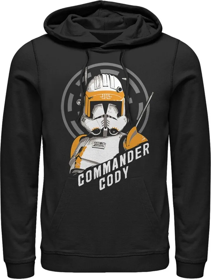 Men's Star Wars: The Clone Wars Commander Cody Bust Logo Pull Over Hoodie - Black - Small