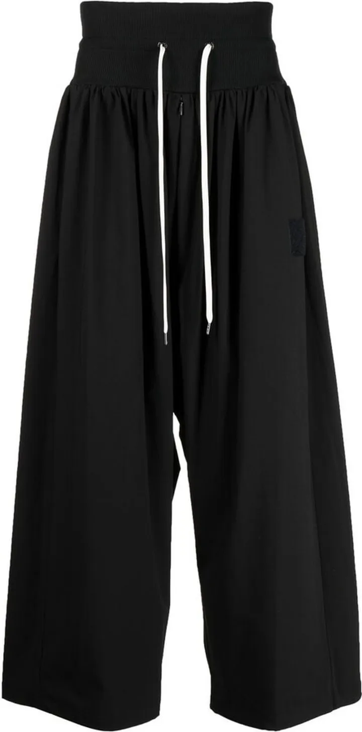 Wide-Leg Elasticated-Waistband Trousers